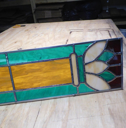 Stained Glass Sidelight - Vintage Flower Column