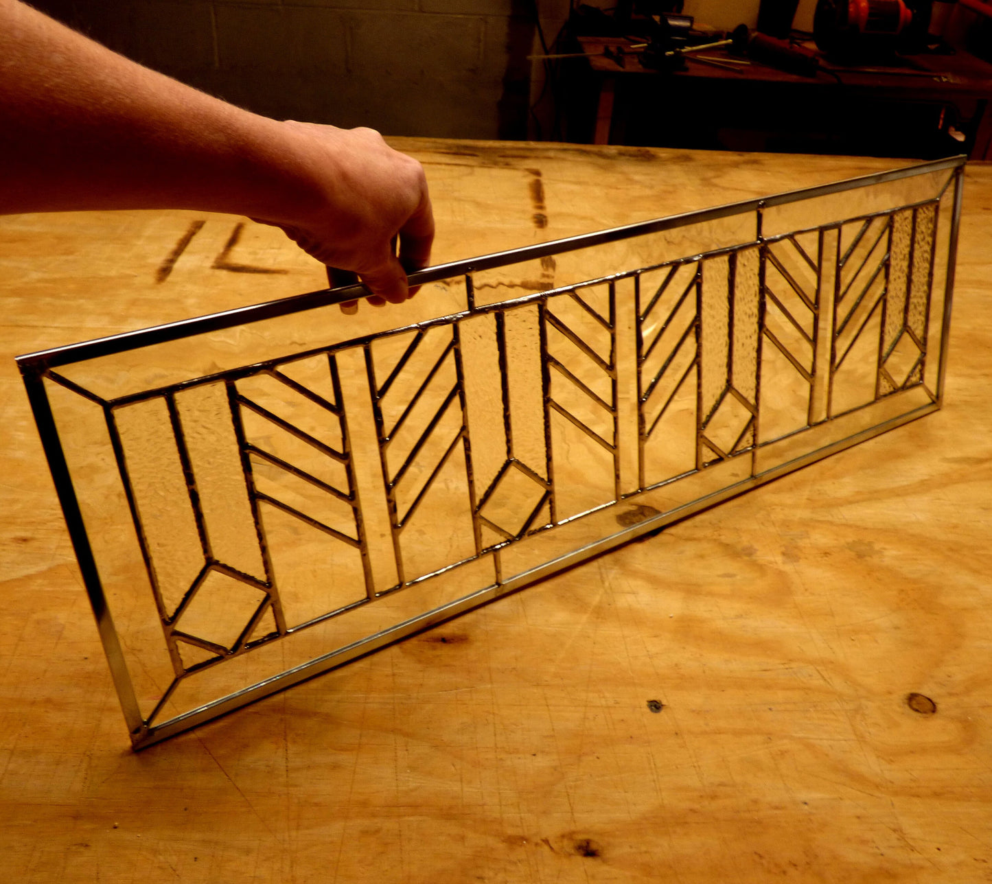 Stained Glass Transom - Wheat Transom with Address