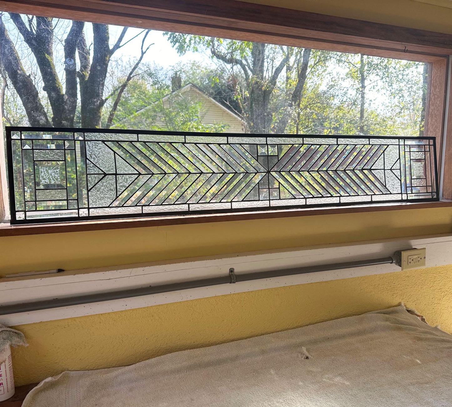 Stained Glass Bevel Transom, Sidelight or Window - FLW Altered Design
