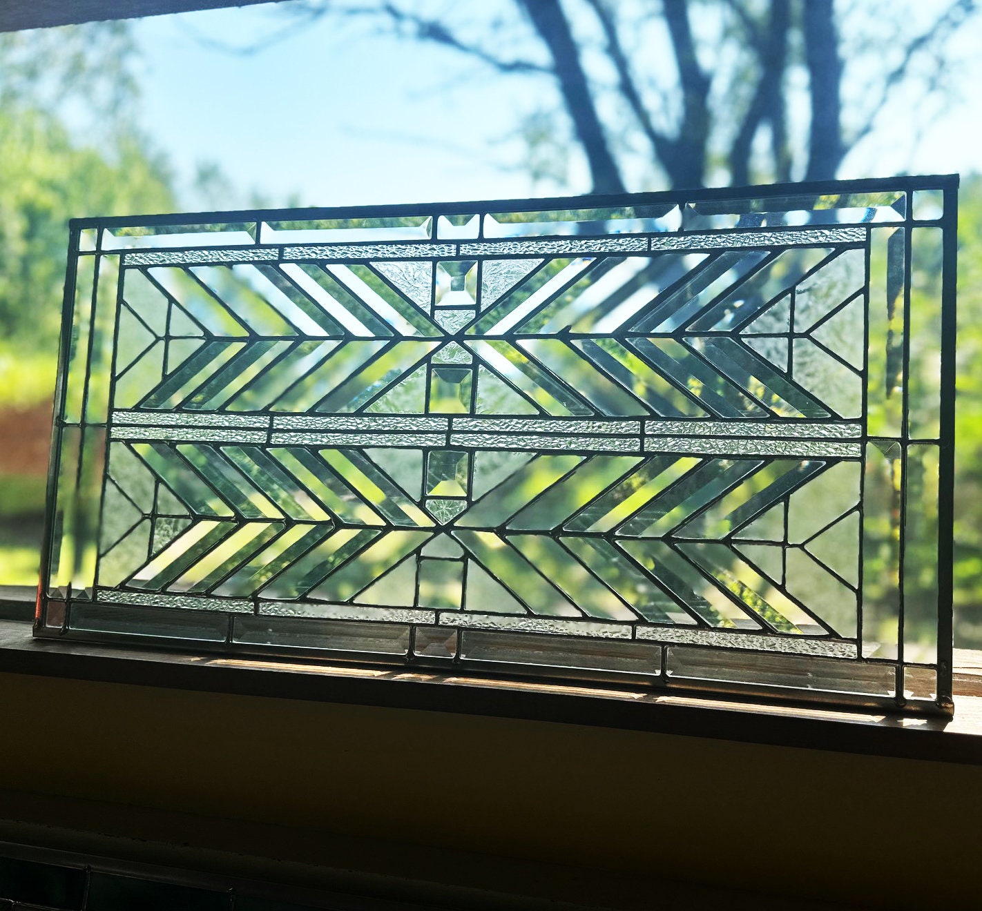 Stained Glass Transom, Sidelight or Window - FLW Altered Design