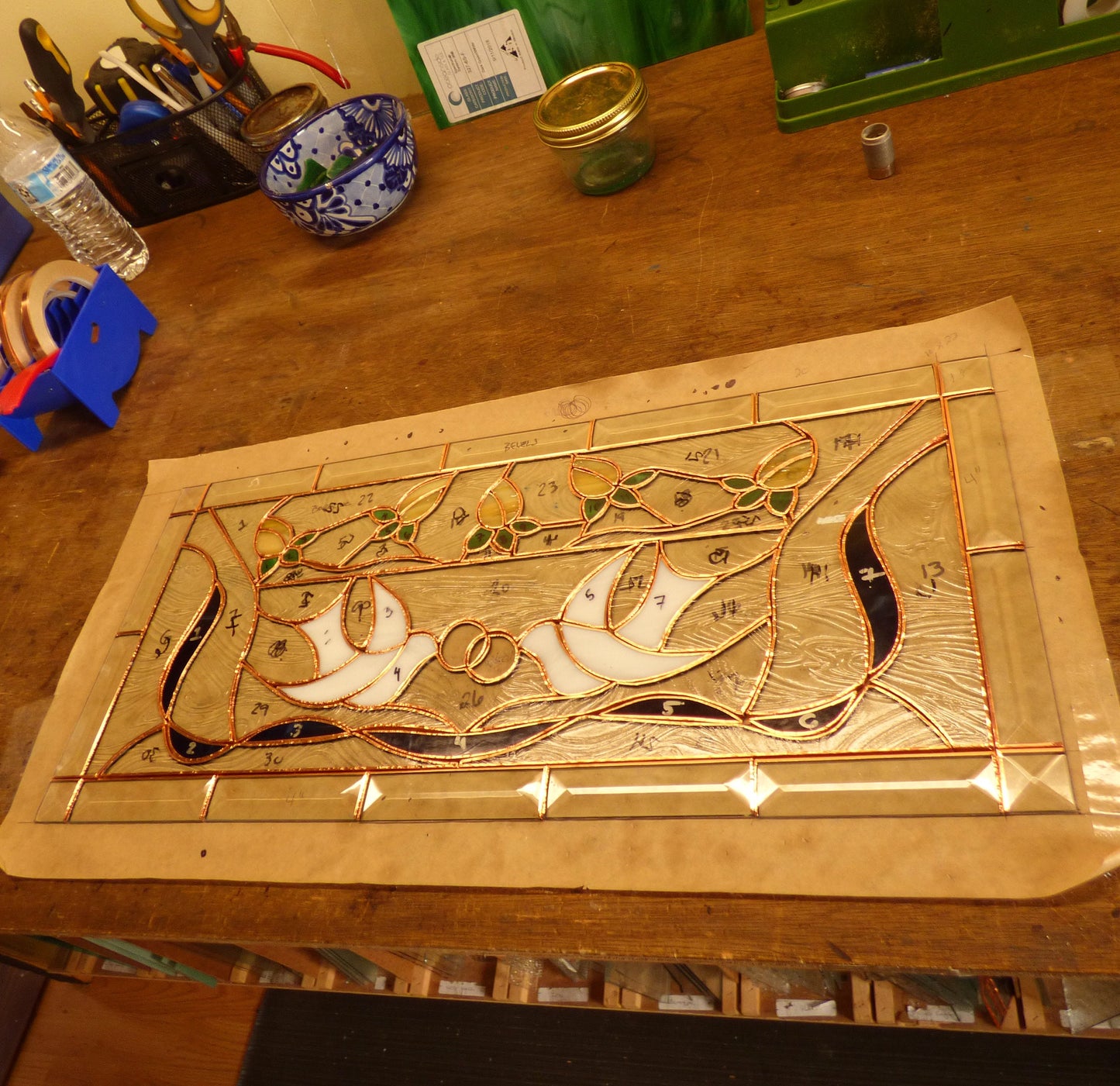 Stained Glass Transom or Window - Vintage Dove