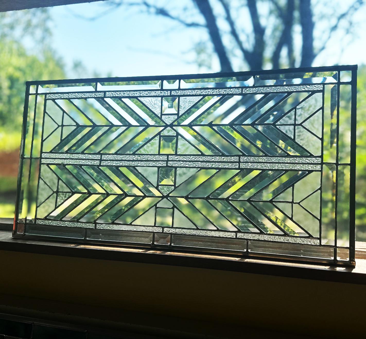 Stained Glass Bevel Transom or Sidelight - FLW Altered Design