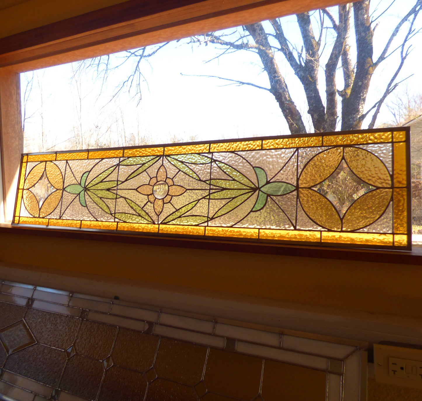 Stained Glass Transom or Sidelight - Country Farm House
