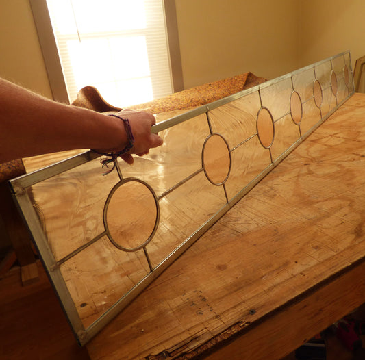 Stained Glass Sidelight or Transom - Beautifully Simplified Circular Panel - FREE SHIPPING