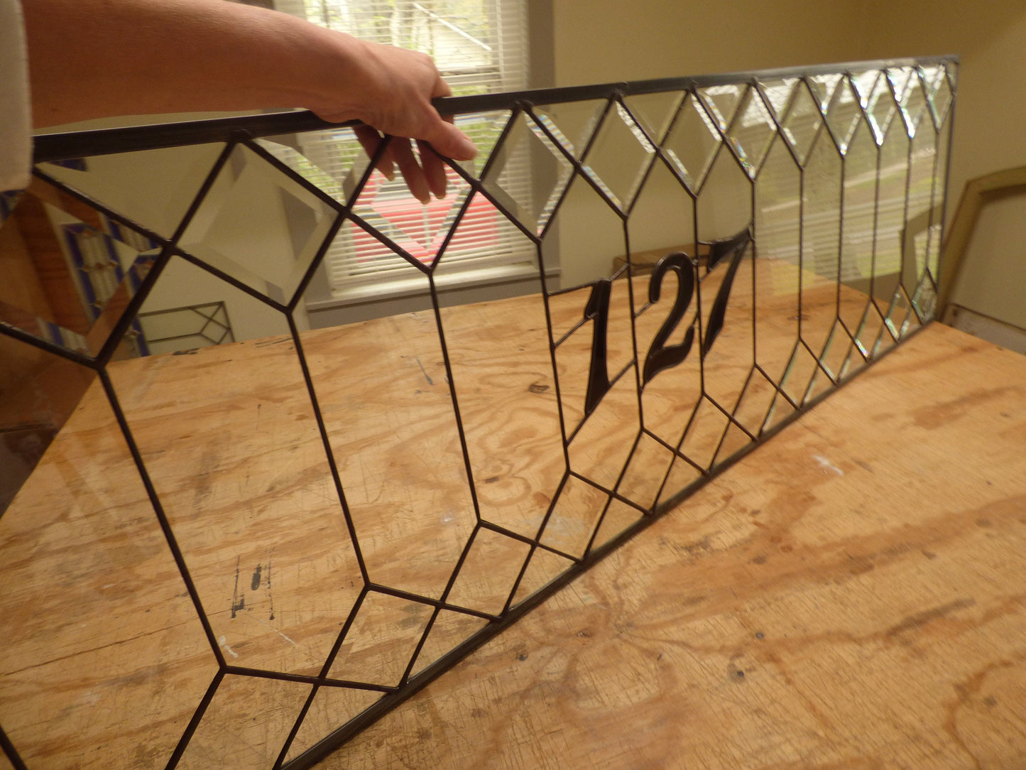 Stained Glass Transom - Address Trellis Transom - FREE SHIPPING