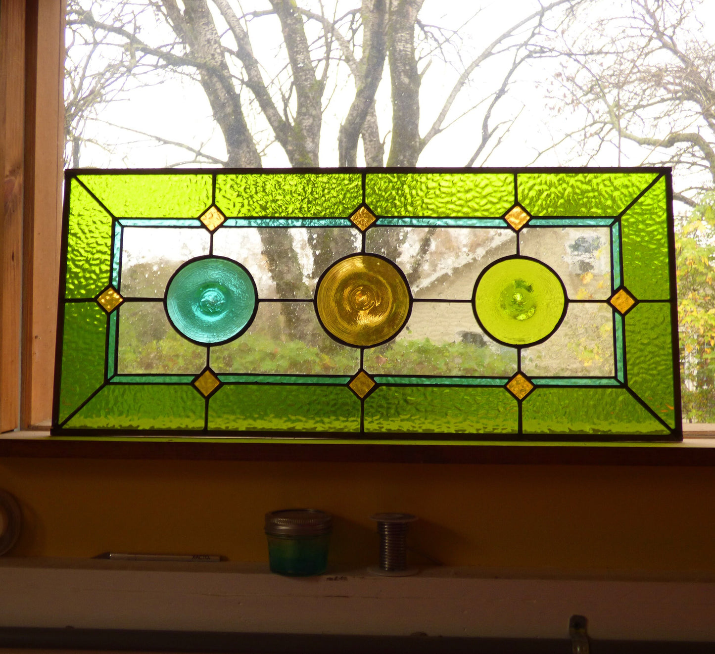 Rondel Stained Glass Transom or Sidelight