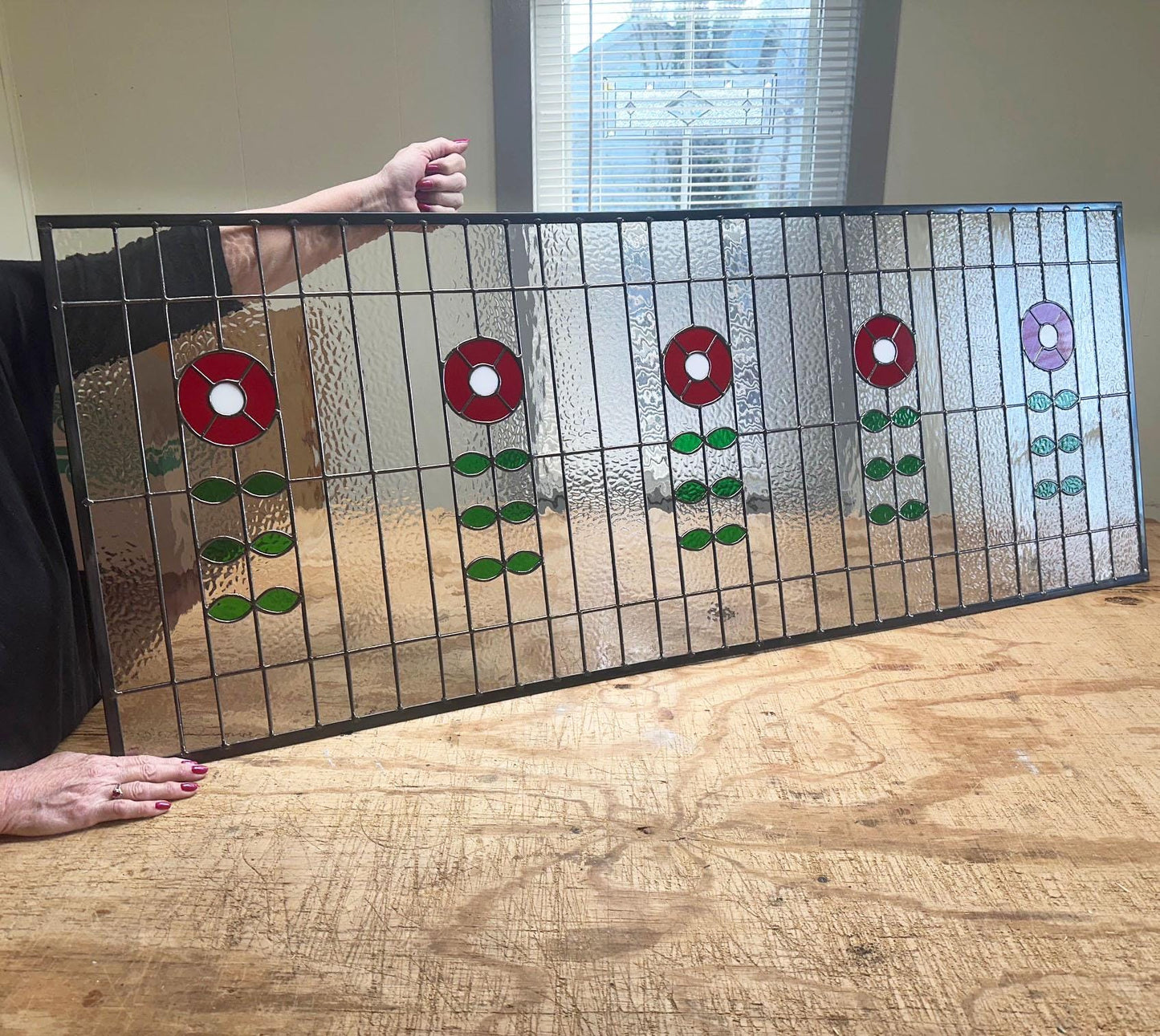 Stained Glass Transom - Vintage Flower Stained Glass Transom