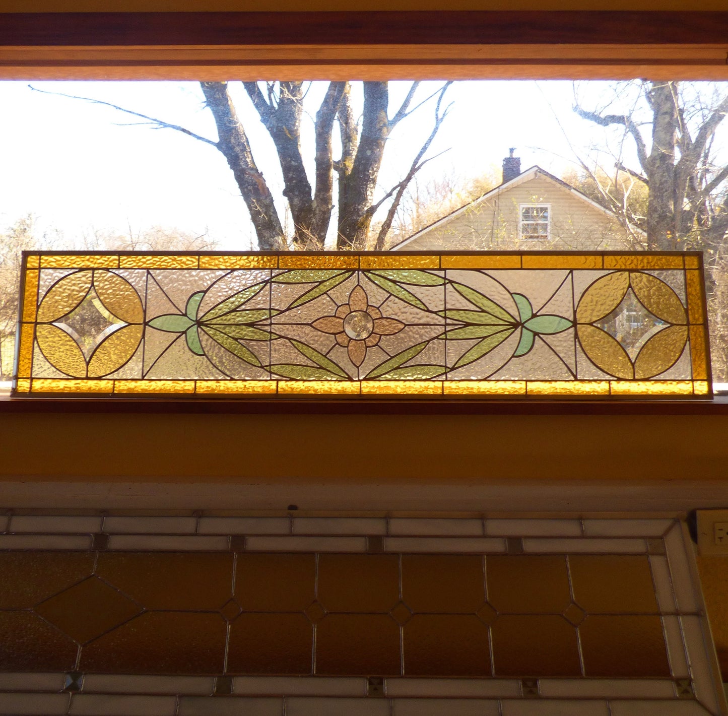 Stained Glass Transom or Sidelight - Country Farm House