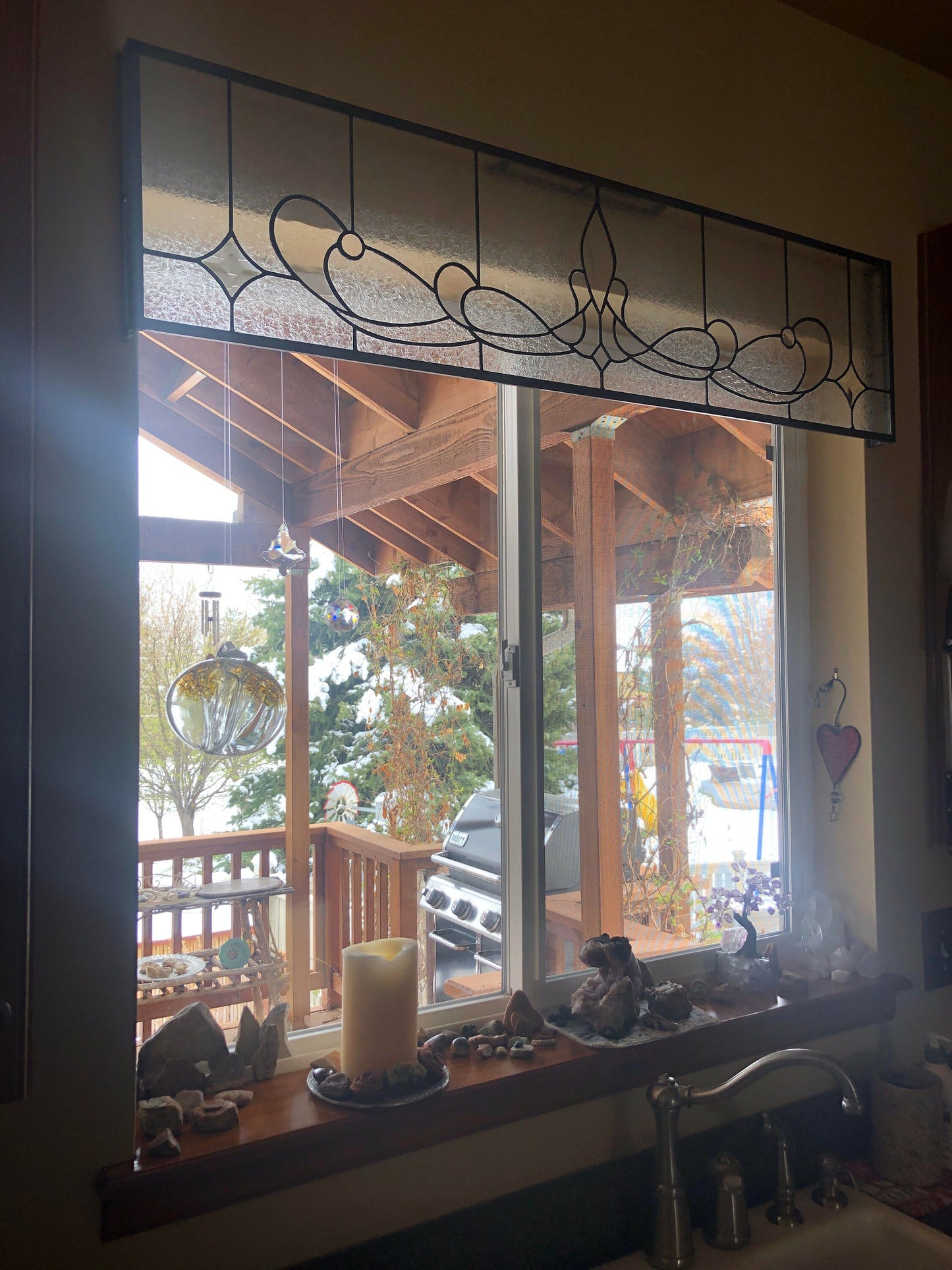 Stained Glass Transom - Trumpet - FREE SHIPPING