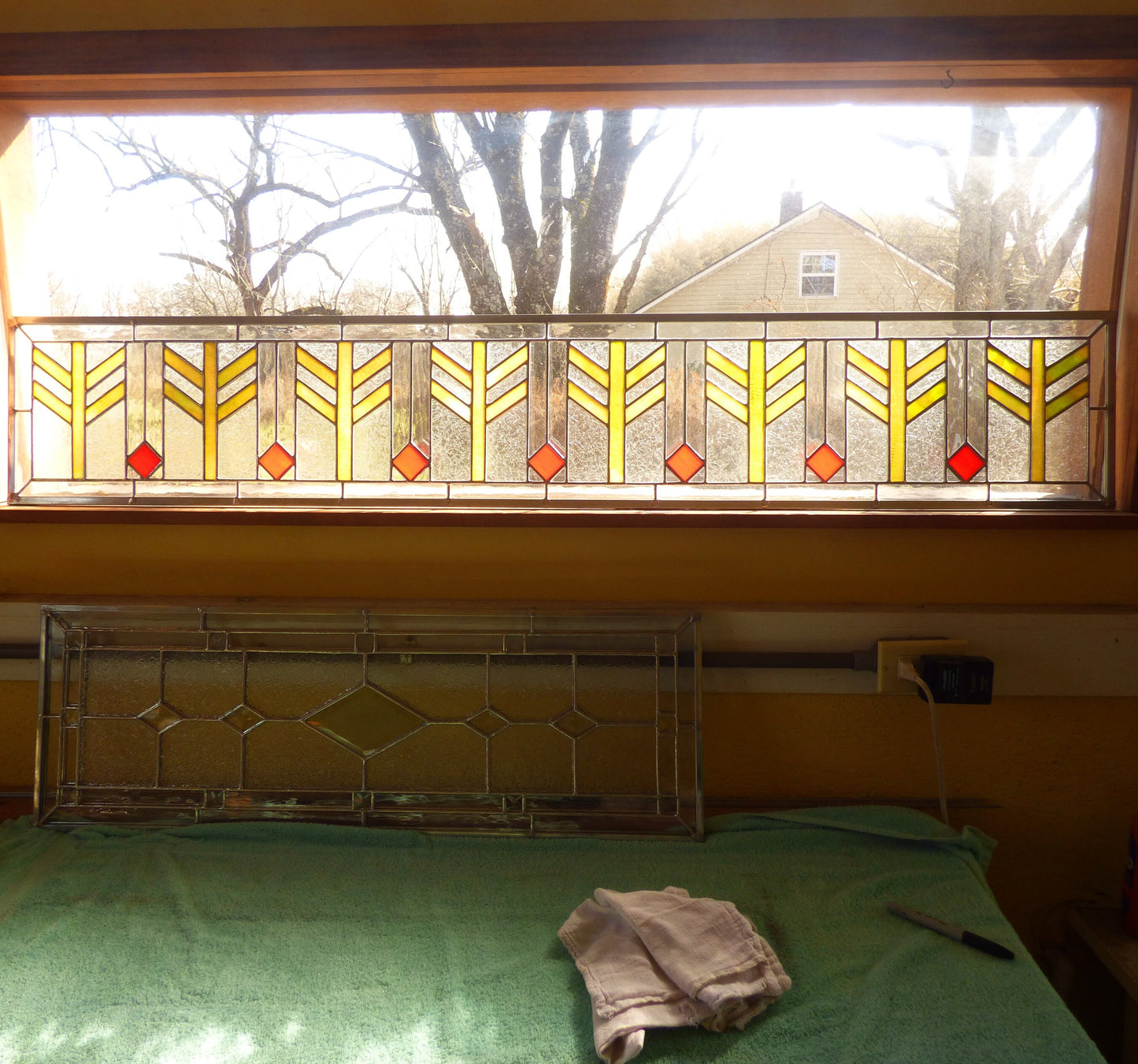 Stained Glass Transom or Sidelight - Wheat Transom in Color