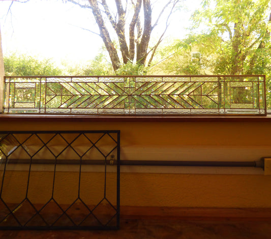 Stained Glass Transom, Sidelight or Window - FLW Altered Design Transom or Sidelight