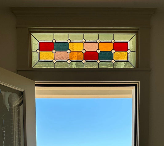 Stained Glass Transom or Sidelight - Multi-colored Victorian Transom or Sidelight