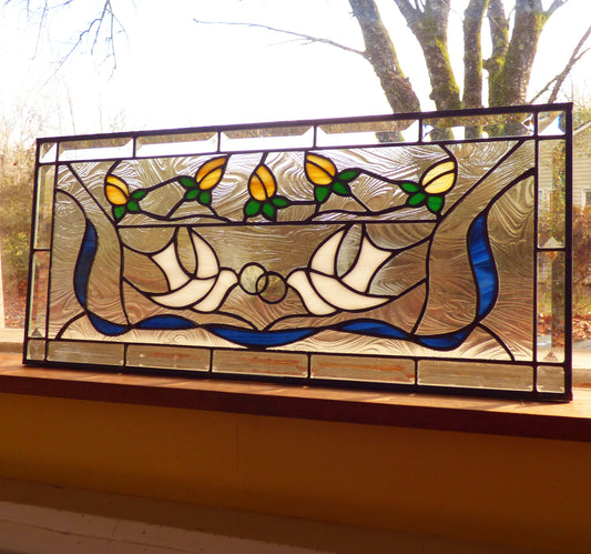 Stained Glass Transom or Window - Vintage Dove