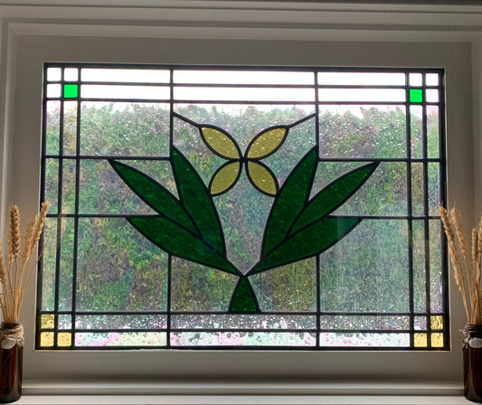 PRE-MADE and ready to SHIP - Stained Glass Window - Ornate Flower