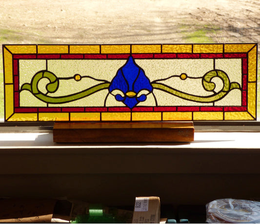 Stained Glass Transom - Victorian Fleur de lis Transom