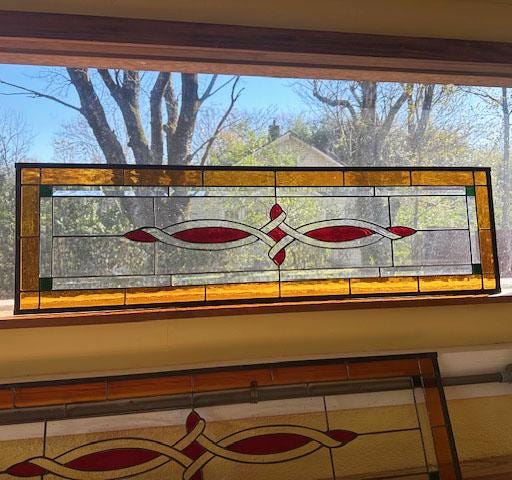 Stained Glass Sidelight or Transom - Scroll Color