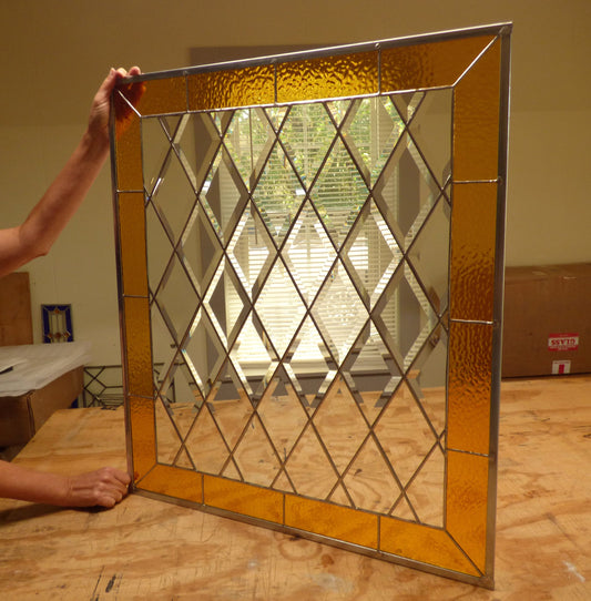 Stained Glass Window / Sidelight / Transom - Diamond Bevel Window