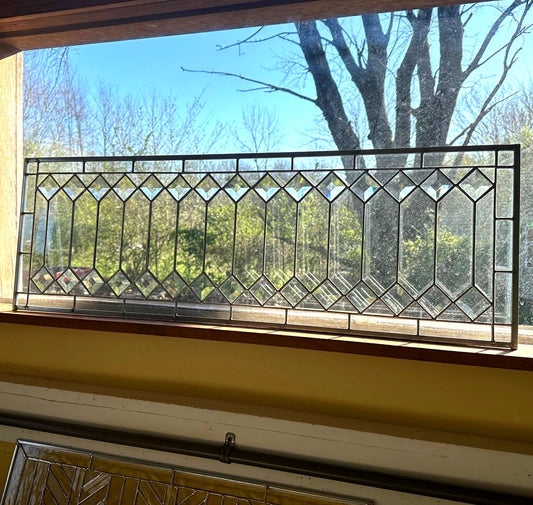 PRE-MADE and ready to SHIP! Stained Glass Transom - Trellis Transom with Border