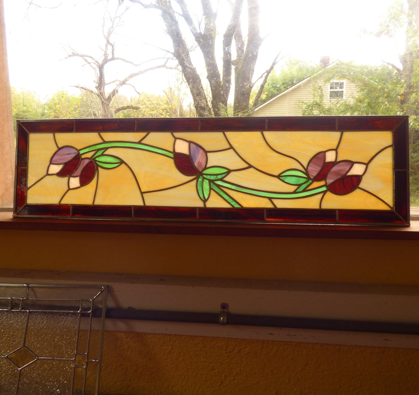Stained Glass Transom or Sidelight - Tulip Panel - FREE SHIPPING