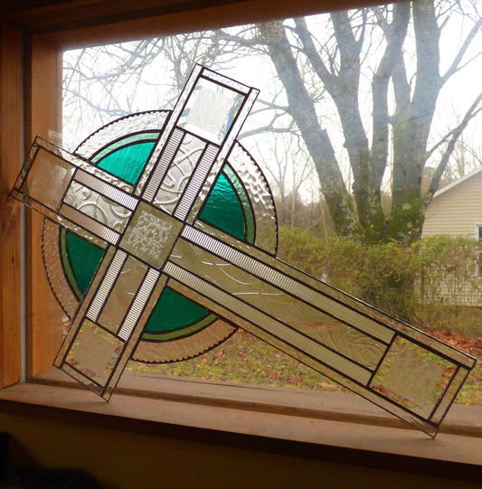 He Has Risen' - Stained Glass Cross Suncatchers - Extra Large