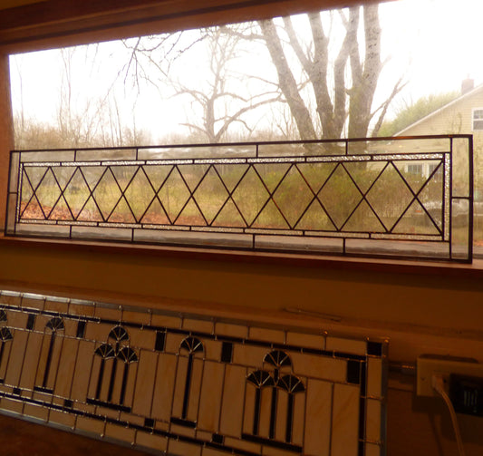 Stained Glass Transom or Sidelight - Clear Diamond Old World Sidelight or Transom