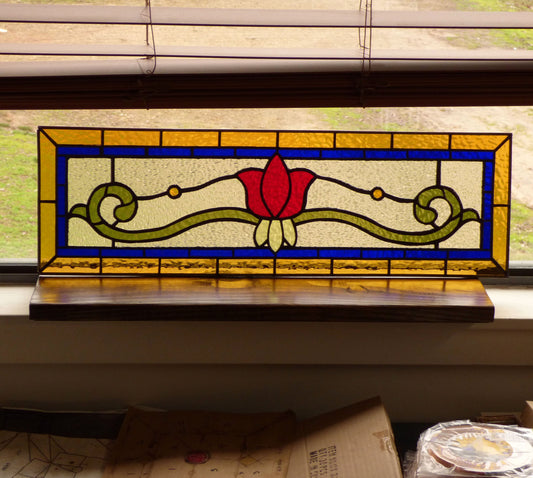 Stained Glass Transom - Victorian Tulip