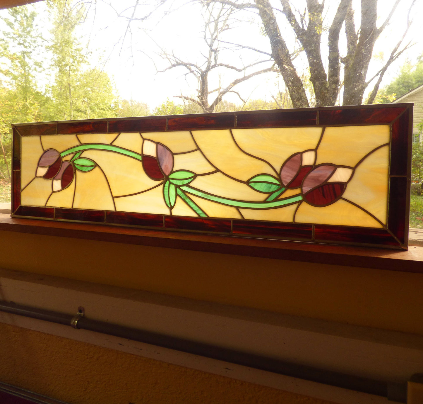 Stained Glass Transom or Sidelight - Tulip Panel - FREE SHIPPING