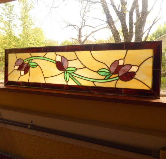 Stained Glass Transom or Sidelight - Tulip Panel - FREE SHIPPING