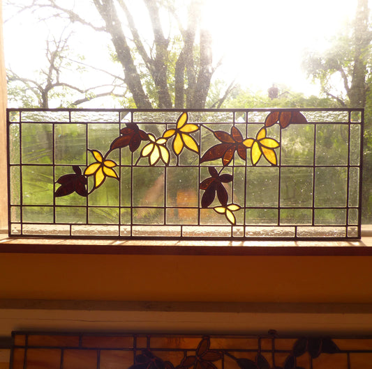 Stained Glass Transom or Sidelight - Baroque Leaf Transom or Sidelight