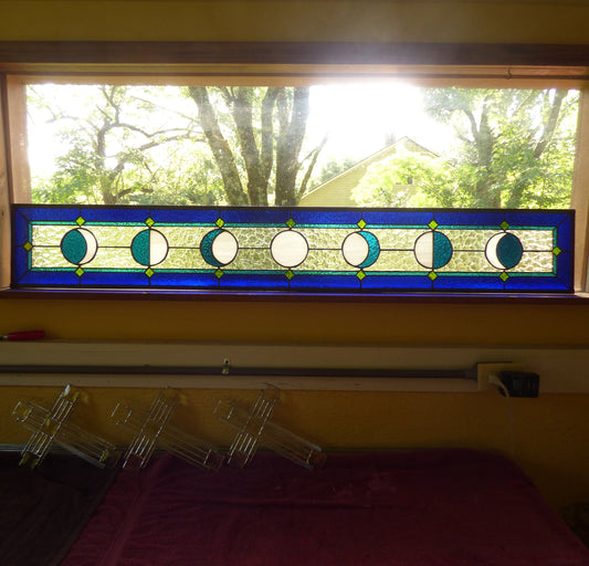 Stained Glass Transom, Sidelight or Suncatcher - Celestial Moon Phase