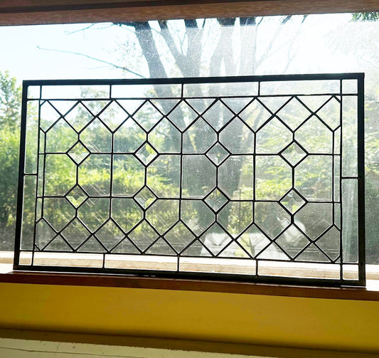 Stained Glass Transom, Sidelight or Window - Trellis with Diamonds