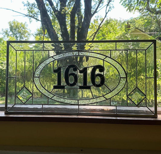 Stained Glass Transom - Wheat Transom with Address