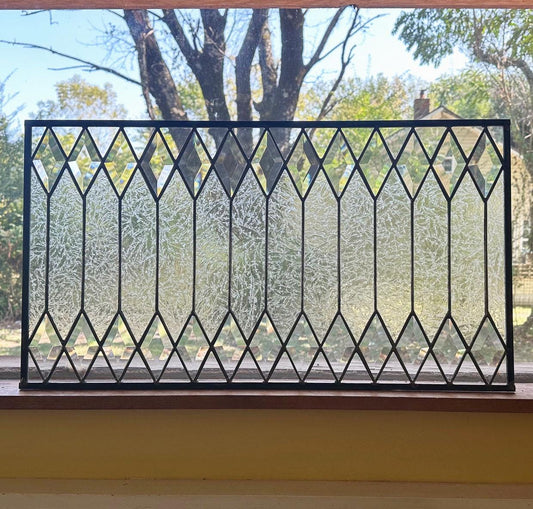Stained Glass Transom - Diamond Privacy Trellis Transom