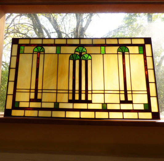 Custom Stained Glass Panel - Transom - Victorian Palm