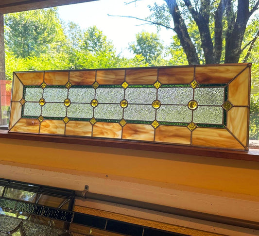 Stained Glass Sidelight or Transom - Vintage Style with Earth Tones